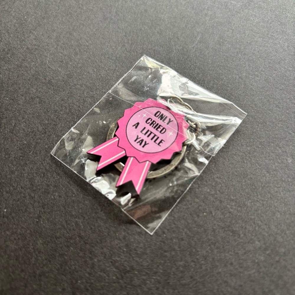 Only Cried A Little Pink Ribbon Keychain | Funny Novelty Gifts - Picture 9 of 10